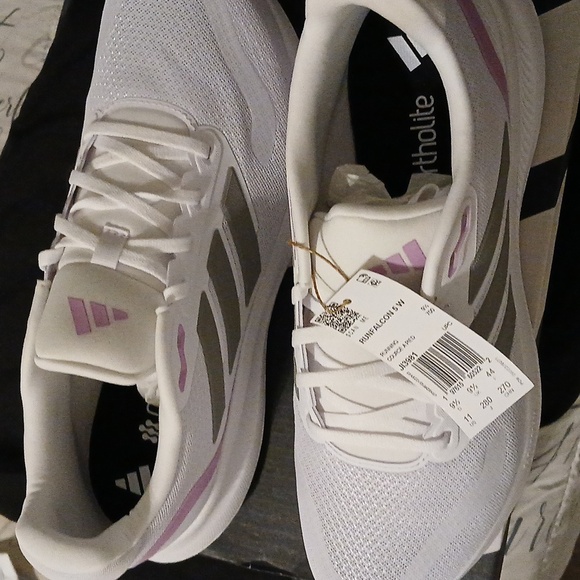 Adidas Women's White and Pink Running Shoes - Picture 3 of 7